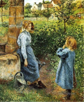nymphen brunnen liebe Ölbilder verkaufen - junge Frau und Kind am Brunnen 1882 Camille Pissarro